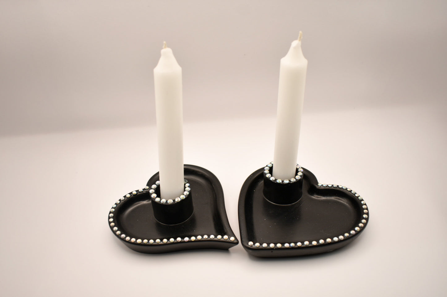 Heart-Shaped Rhinestone Candle Holder
