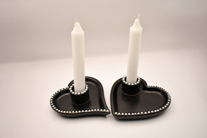 Heart-Shaped Rhinestone Candle Holder