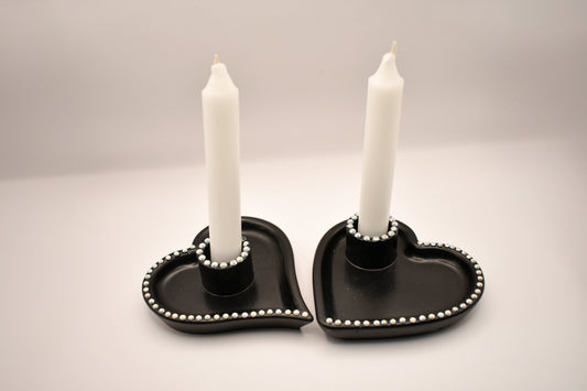 Heart-Shaped Rhinestone Candle Holder