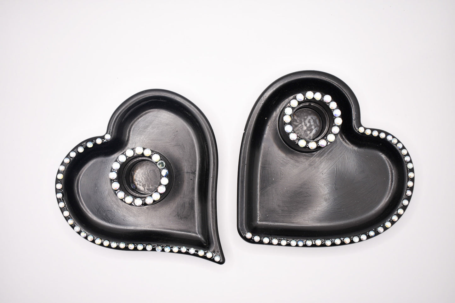 Heart-Shaped Rhinestone Candle Holder