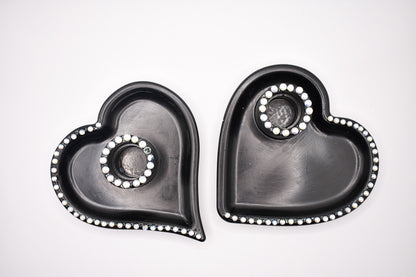 Heart-Shaped Rhinestone Candle Holder
