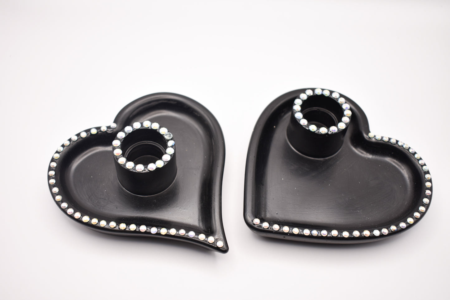 Heart-Shaped Rhinestone Candle Holder