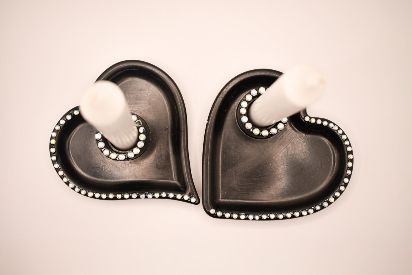 Heart-Shaped Rhinestone Candle Holder
