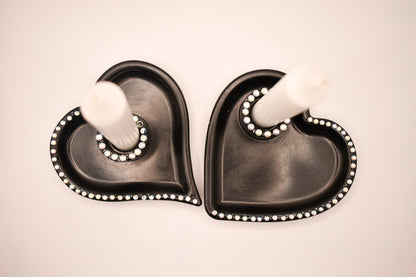 Heart-Shaped Rhinestone Candle Holder