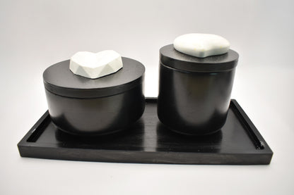 Candle & Match Set on Rectangular Tray