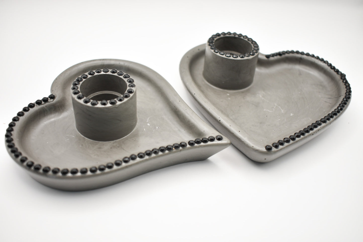 Heart-Shaped Rhinestone Candle Holder