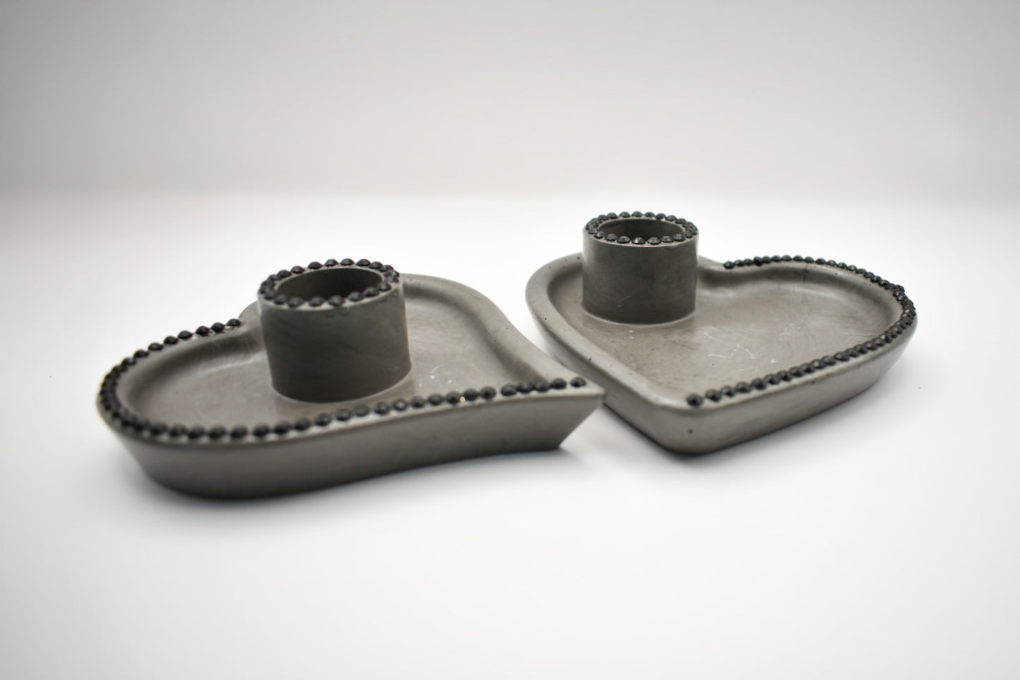 Heart-Shaped Rhinestone Candle Holder