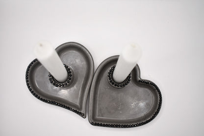 Heart-Shaped Rhinestone Candle Holder