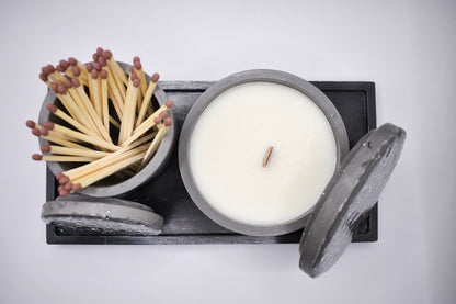 Candle & Match Set on Rectangular Tray