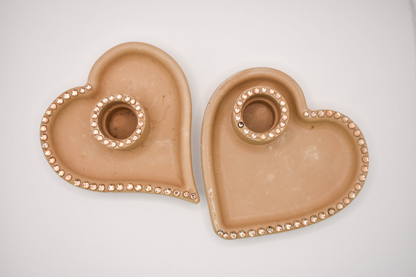 Heart-Shaped Rhinestone Candle Holder