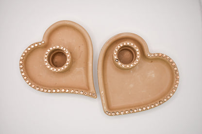 Heart-Shaped Rhinestone Candle Holder