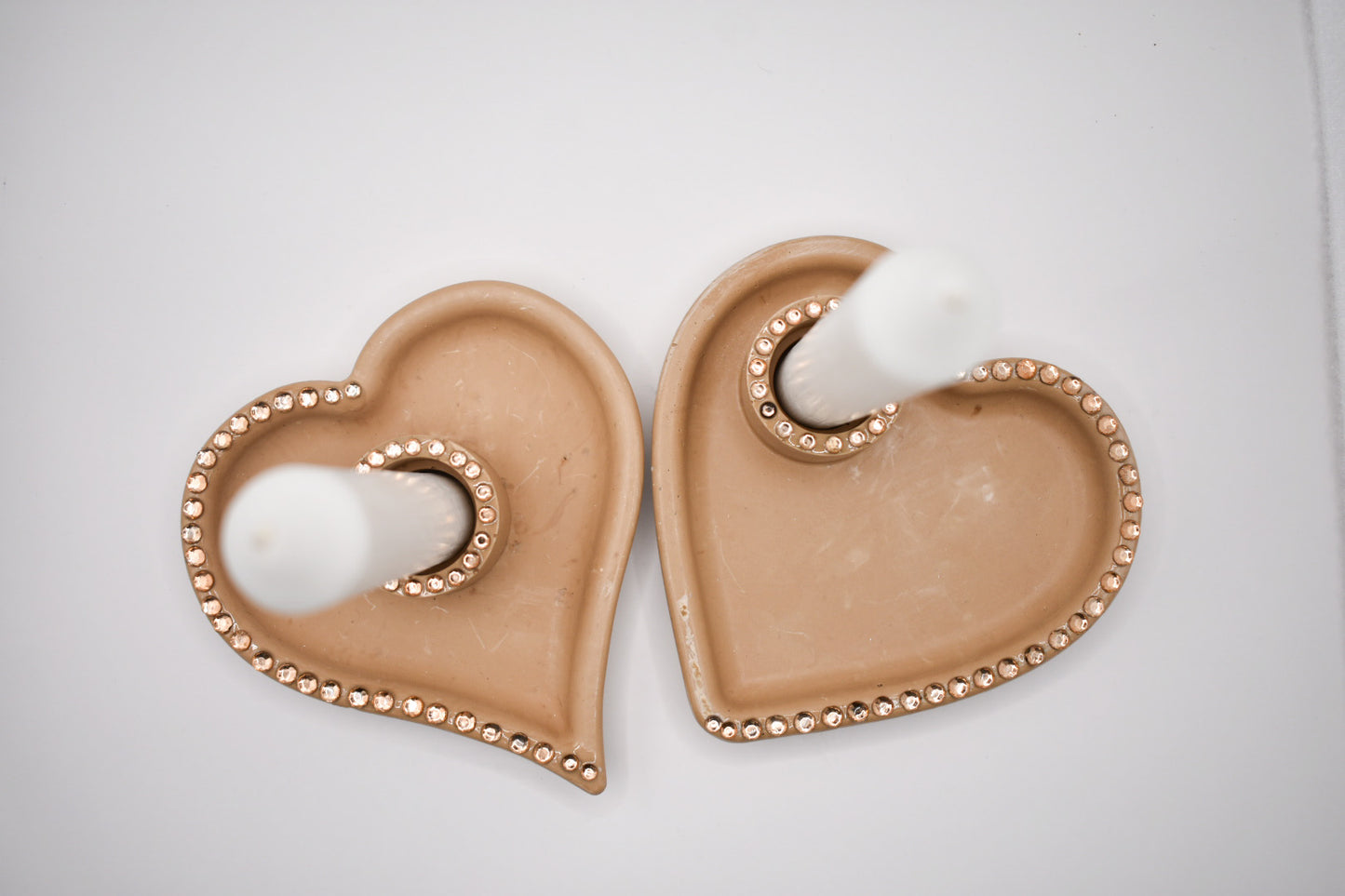 Heart-Shaped Rhinestone Candle Holder