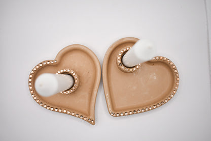 Heart-Shaped Rhinestone Candle Holder