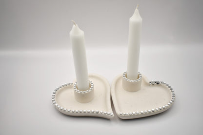 Heart-Shaped Rhinestone Candle Holder