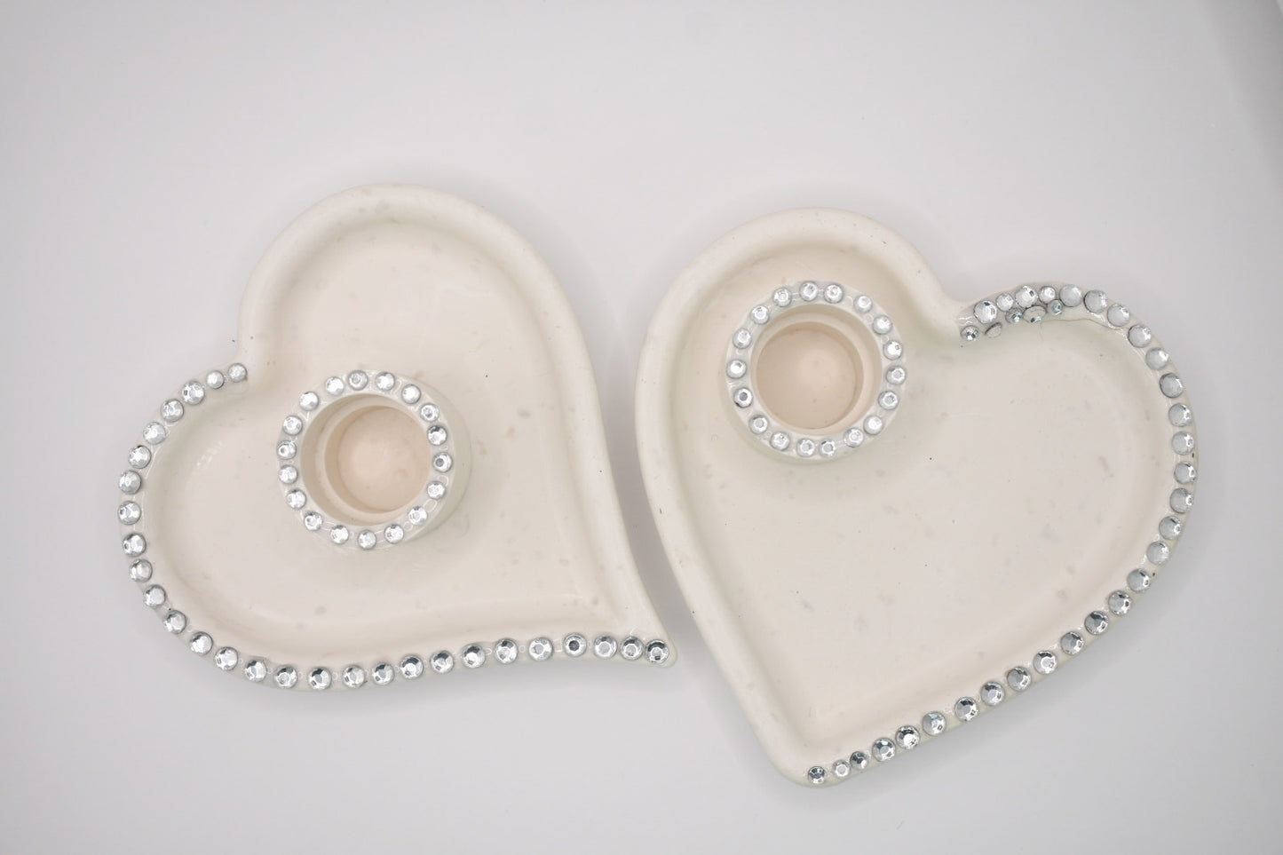 Heart-Shaped Rhinestone Candle Holder