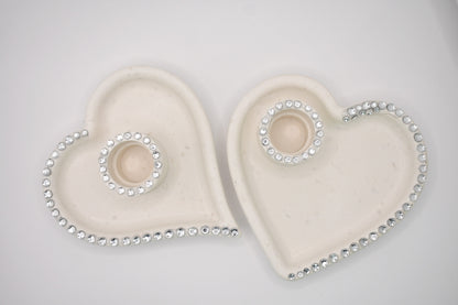 Heart-Shaped Rhinestone Candle Holder