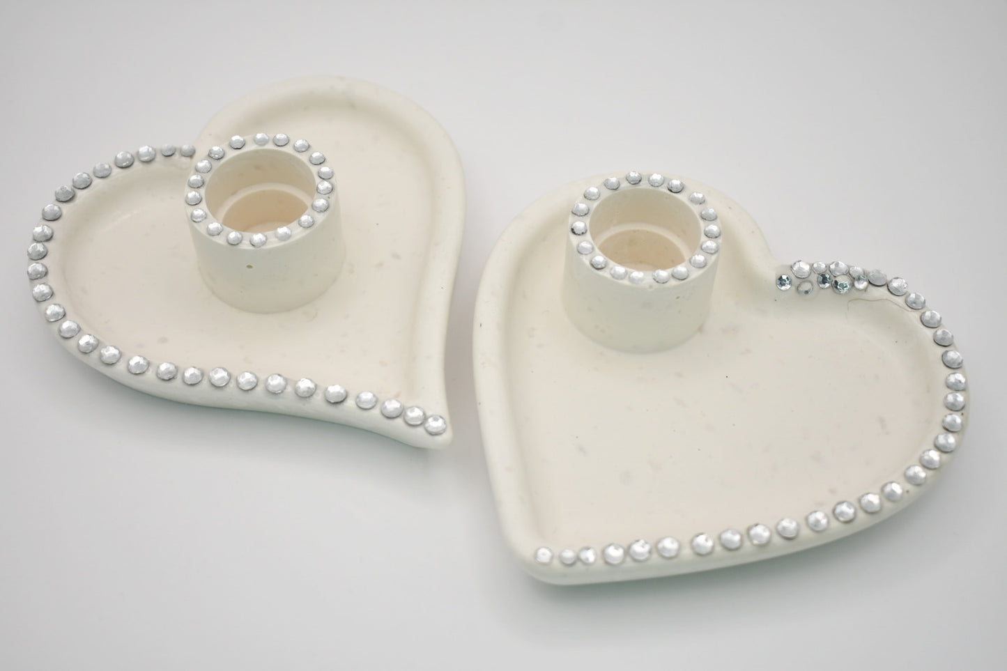 Heart-Shaped Rhinestone Candle Holder