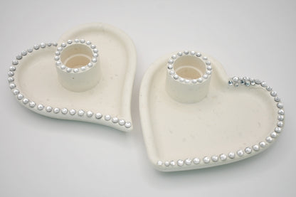 Heart-Shaped Rhinestone Candle Holder