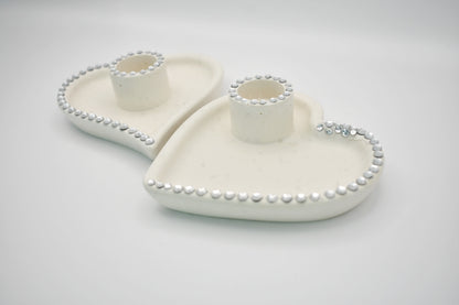 Heart-Shaped Rhinestone Candle Holder
