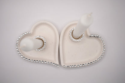 Heart-Shaped Rhinestone Candle Holder